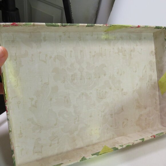 Large Peace on Earth gift box with Gold wired ribbon bow Holiday Winter - Picture 7 of 14